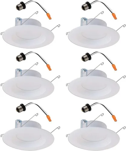 Miniatura 12 de HALO Lámpara LED empotrable de 6 pulgadas, retrofit para techo y ducha, 3000 K, borde blanco deflector (paquete de 6)