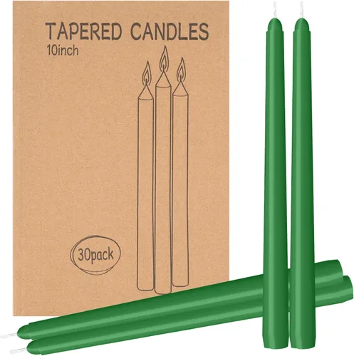 Miniatura 18 de Paquete de 30 velas cónicas blancas - 10 pulgadas sin goteo, sin humo y sin perfume Larga duración 8 horas Velas altas vertidas a mano Velas