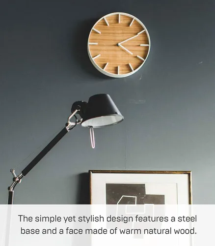 Miniatura 5 de YAMAZAKI Inicio Reloj de pared - Madera moderna Decoración del hogar Acero + Madera Talla única Ceniza