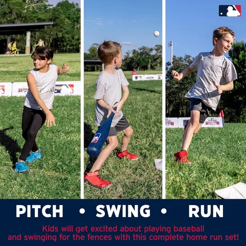 Miniatura 5 de Franklin Sports MLB - Estadio de béisbol para niños en el patio trasero - Juego de béisbol de plástico para niños con paredes de jonrón, bate, bolas