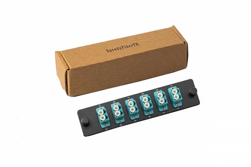 Miniatura 4 de SpeedyFiberTX Paquete de 1 panel de conexión de fibra compatible con LGX, 12 fibras, cargado con adaptadores de acopladores Aqua LC, 12 puertos