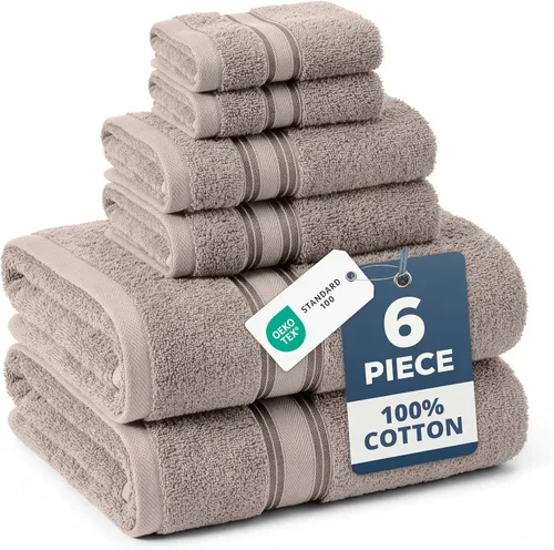 Miniatura 58 de Lane Linen Juego de 4 toallas de baño de 100 % algodón (35 x 66 pulgadas), juego de toallas de baño extragrandes de algodón sin torsión, secado Gris