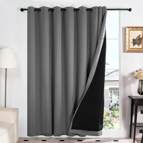 Miniatura 61 de Deconovo Cortinas 100% opacas, cortinas de ventana con aislamiento térmico, paneles reductores de ruido, cortinas de forro negro, con ojales