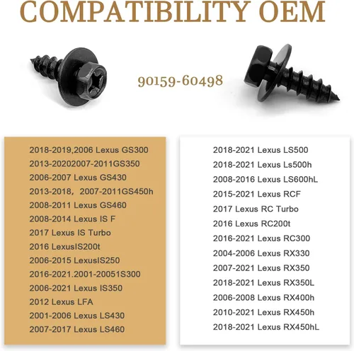 Miniatura 7 de 30 tornillos de cabeza hexagonal OE 90159-60498, tornillos de repuesto para RAV4 Avalon Camry Highlander Prius ES300h GS350