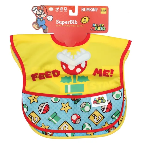Miniatura 6 de Bumkins Baberos Nintendo para niña o niño, SuperBib para bebés y niños pequeños de 6 a 24 meses, imprescindibles para comer, alimentar, destete H5