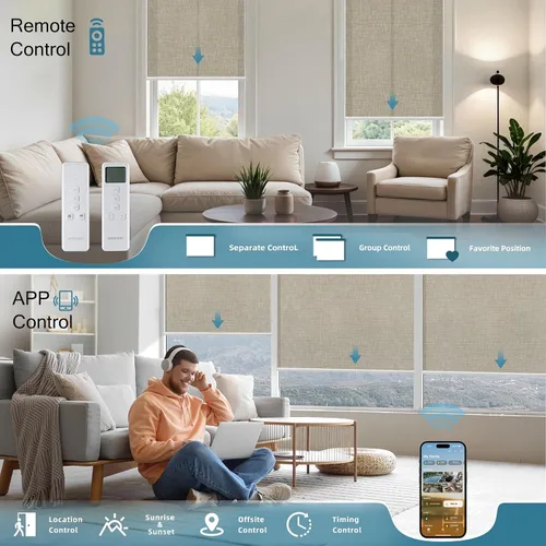 Miniatura 3 de Cortinas enrollables inteligentes de filtrado de luz motorizadas compatibles con HomeKit, persianas inteligentes para ventanas con 1% de apertura