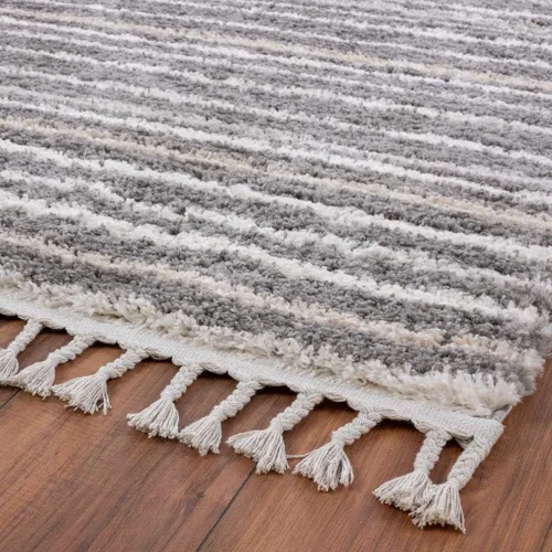 Miniatura 4 de LUXE WEAVERS Shaggy Collection 520 - Alfombra gris de 8 x 10 pulgadas, diseño de líneas Shagg