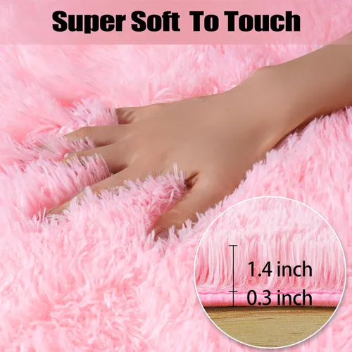 Miniatura 2 de qulint Alfombras de área de 8 x 10 pies para sala de estar, alfombra rosa grande y esponjosa para dormitorio, alfombras suaves y peludas para niños