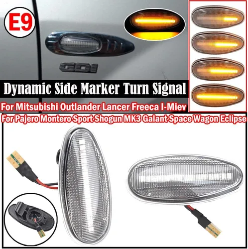 Miniatura 4 de Marcador lateral secuencial dinámico LED MR522027 para Mitsubishi Outlander Lancer Galant Pajero Shogun MK3 Sport K9 2003 2004 2005 2006, Lentes