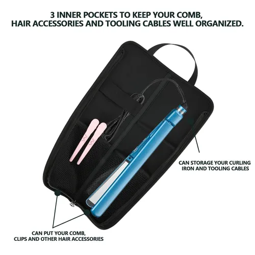 Miniatura 2 de Beautyflier Bolsa universal de alta calidad para plancha plana, bolsa de viaje de lona resistente al calor para alisadores de cabello, ideal