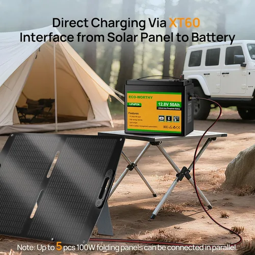 Miniatura 9 de ECO-WORTHY Batería de litio LiFePO4 de 12V 50Ah con interfaz XT60, Bluetooth 5.0, protección a baja temperatura, se conecta al inversor de energía