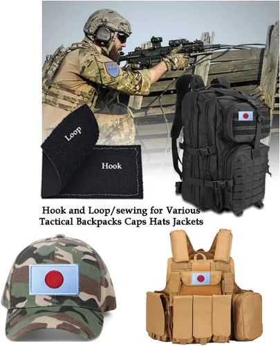Miniatura 4 de 2 parches de bandera de Japón de AliPlus bordados tácticos militares moral parche apliques gancho y bucle