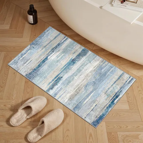 Miniatura 36 de Alfombra lavable para pasillo de 3 x 12 pulgadas, alfombras abstractas modernas con parte trasera antideslizante, alfombra ultra suave para cocina