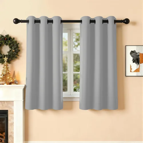 Miniatura 81 de Cortinas de oscurecimiento de habitación de 45 pulgadas de largo para dormitorio y sala de estar, cortinas térmicas aislantes con ojales