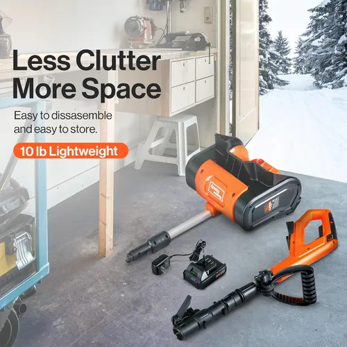 Miniatura 7 de SuperHandy Pala de nieve inalámbrica, lanzador de nieve eléctrico de 20 V 4 Ah, ligero, camino de limpieza de 10 x 5 pulgadas, distancia