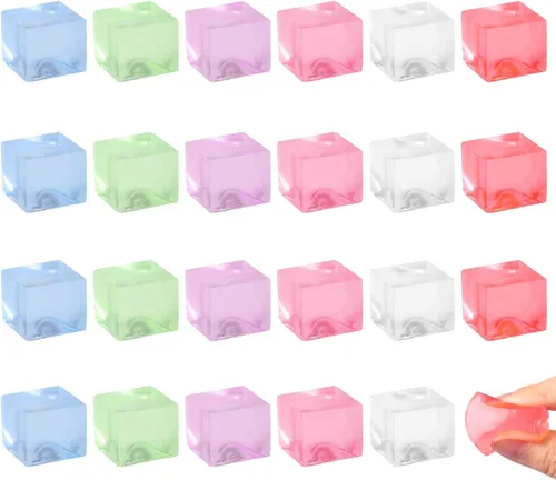 24 piezas de mini cubitos de hielo, bolas de cubos para apretar, juguetes para apretar para niños y adultos con TDAH y autismo para aliviar la