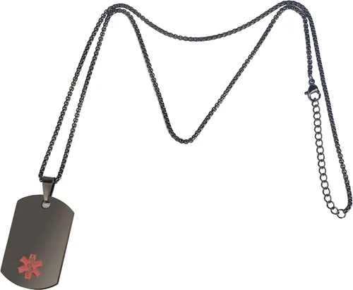 Miniatura 4 de Collar de alerta médica, etiqueta grabada con láser, grabado personalizado, etiqueta de identificación de acero inoxidable, colgante para hombres