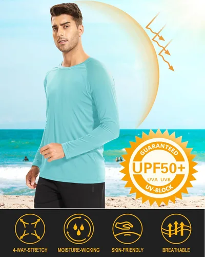 Miniatura 72 de MAGCOMSEN Camisas de manga larga para hombre, protección solar UPF 50+, camisetas atléticas para senderismo, correr, entrenamiento, protección