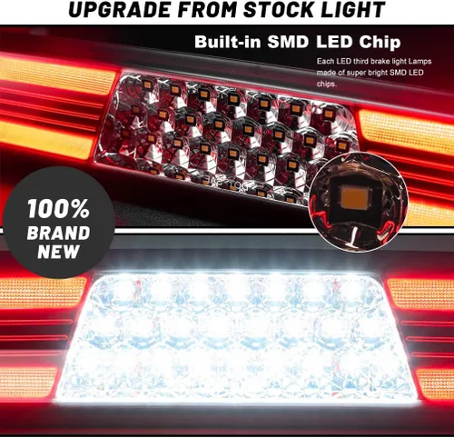 Miniatura 6 de Tercera luz LED de freno para RAM 1500 2019 2020 2021 2022 2023 2024 2025 Rebel HFE Laramie Lámparas de freno de montaje alto, luces LED blancas