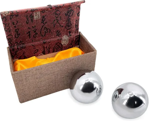 Miniatura 3 de Baoding Balls - Bolas chinas de ejercicio de 1.4/1.5/2.2 pulgadas, timbre o sin campanilla, bolas zen de acero inoxidable, piedra para terapia