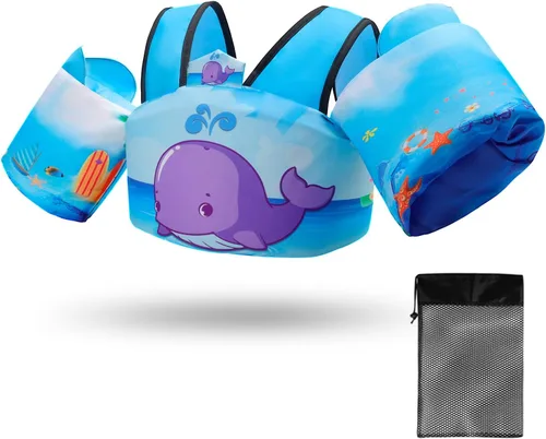 Miniatura 14 de Chaleco de natación para bebés para aprender a nadar, chaqueta de ayuda de natación para bebés de 2, 3, 4, 5 y 6 años, alas de agua para el brazo