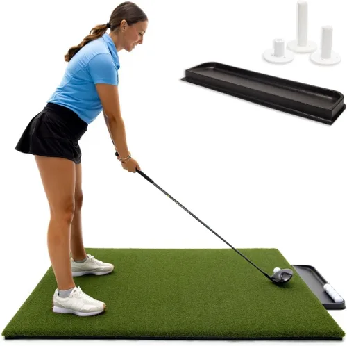 Miniatura 13 de Dura-Pro Alfombrilla de golf premium de césped para interiores y exteriores. Bandeja de regalo + 3 tees