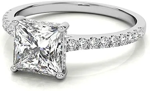 Miniatura 3 de IGI - Anillo de compromiso de diamantes de talla princesa blanca de 0.80 quilates con certificación IGI en oro rosa amarillo blanco de 14 quilates