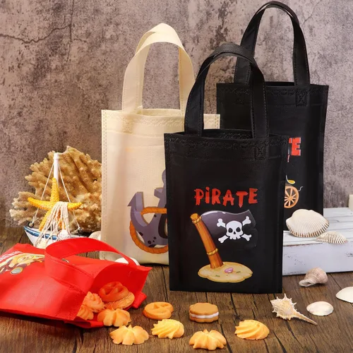 Miniatura 2 de Hosuly 24 bolsas de regalo para fiesta de pirata, regalos de fiesta de cumpleaños pirata, bolsas de botín no tejidas para regalo, dulces, tesoros