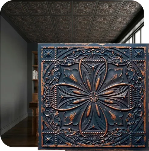Miniatura 23 de from Plain to Beautiful in Hours DCT10at-24x24 Milan - Azulejo de techo de PVC de 2' x 2' para pegar o colocar (Caja / 4 pies cuadrados), Taupe
