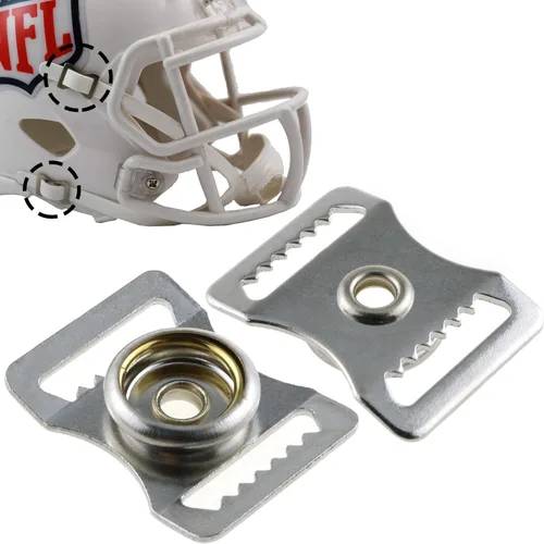 Miniatura 5 de Kit de reparación de casco de fútbol de acero inoxidable, 10 unidades, casco con hebilla, adaptador de correa de barbilla para béisbol, hockey