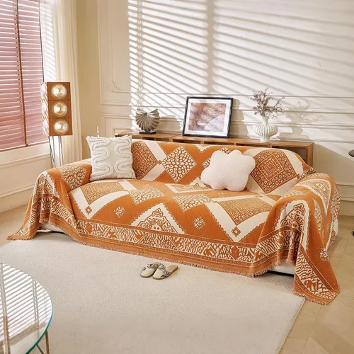 Miniatura 19 de DREAMINGO Fundas de sofá para sofá, estilo bohemio, geométrico y jacquard vintage, de 2 plazas, antideslizante, protector de muebles de felpilla