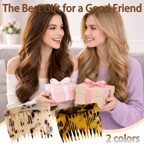 Miniatura 6 de Peine lateral de pelo francés – Peines de pelo con torsión francesa, pinzas de sujeción fuerte para mujeres y niñas, moño, 4 piezas de concha