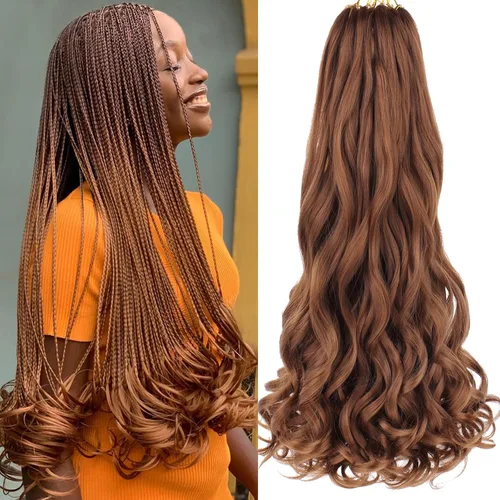 Miniatura 22 de COOKOO 9 paquetes de cabello rizado francés trenzado de 18 pulgadas, suave y flexible, cabello trenzado de alta calidad, rizos franceses, extensión