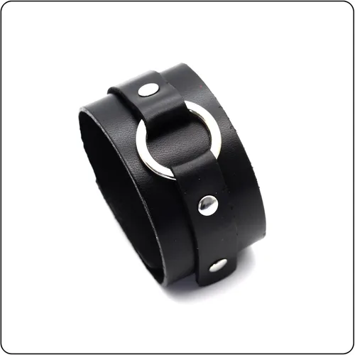 Miniatura 6 de Pulsera de cuero ancha con patrón de círculo punk rock