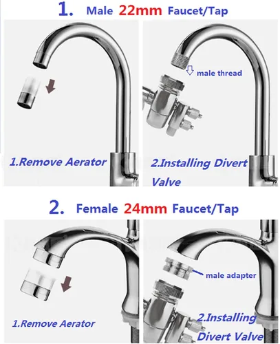 Miniatura 3 de Válvula de desvío Fit tubo RO de 1/4 pulgadas con adaptador macho para grifo