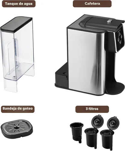 Miniatura 7 de Mecity Cafetera 3 en 1 máquina de café de una sola porción, compatible con cápsulas K Cup, cafetera de café instantáneo, tetera, taza de 6,8,10