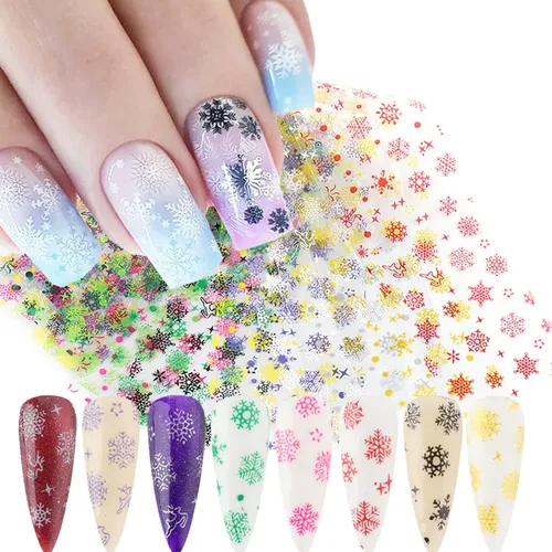 Miniatura 29 de Calcomanías holográficas de transferencia de uñas, hojas de esmalte de uñas de corazón de amor, láminas de transferencia de papel estrellado