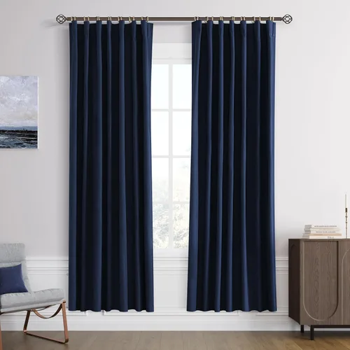 Miniatura 46 de Joywell 2 cortinas opacas 100%, lino, beige natural, trabillas traseras/cinta con ganchos, aislantes, de dormitorio, comedor, sala, puerta corrediza