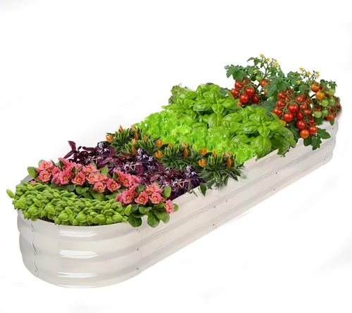 Miniatura 10 de GADI Kit de cama de jardín elevada para verduras, macetas de metal galvanizado con flores, diseñadas para facilitar el bricolaje y la limpieza,