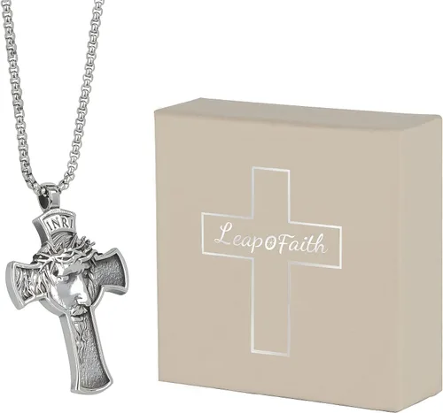 Miniatura 6 de Colgante de cruz de Jesús para espejo retrovisor de coche, accesorios de decoración, collar de cruz de acero inoxidable, regalo cristiano