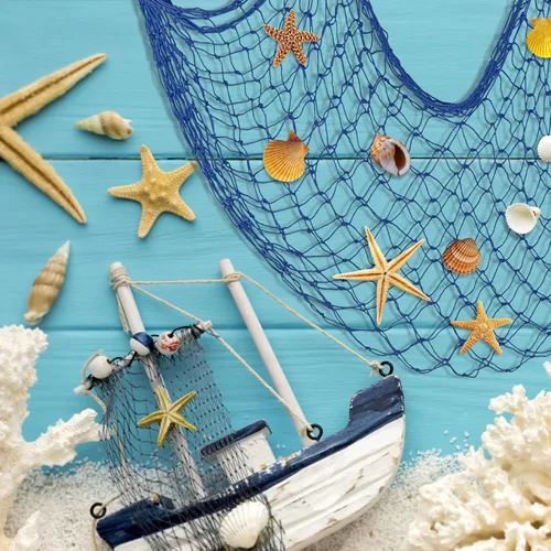 Miniatura 5 de Paquete de 2 Decoraciones de Red de Pesca para Fiesta Azul pavo real