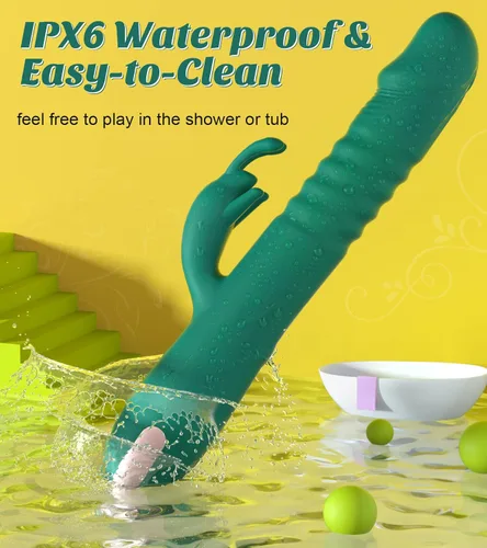 Miniatura 7 de Consolador vibrador de empuje de conejo grueso, juguetes sexuales para adultos, vibrador de punto G para placer femenino, dispositivo