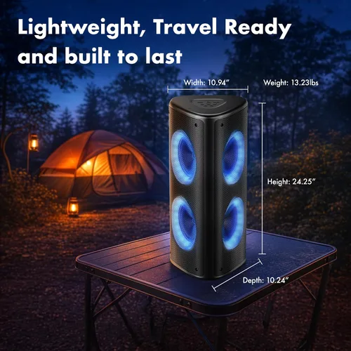 Miniatura 9 de Fisher Altavoces Bluetooth portátiles, altavoces estéreo, sistema inalámbrico Bluetooth, triángulo cuádruple de 6.5 pulgadas, doble potencia máxima