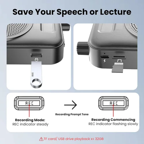 Miniatura 8 de Amplificador de voz Micrófono inalámbrico con Lavalier Bluetooth, micrófono portátil y altavoz para profesores, mini amplificador recargable, ideal