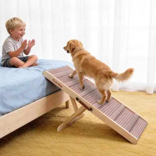 Miniatura 11 de Rampa para perros mejorada 2026 para cama con plataforma, apta para articulaciones, extra ancha y larga, antideslizante, resistente, hasta 200 libras