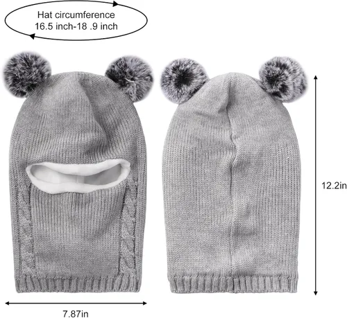 Miniatura 7 de Gorro de invierno de punto para bebés y niñas pequeños, bufanda con orejeras y capucha con forro polar