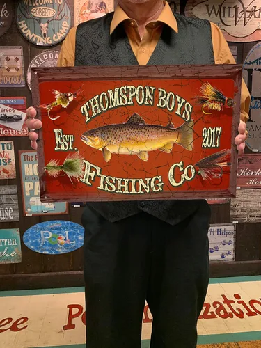 Miniatura 4 de Cartel vintage Fishing Co. I personalizado para sus necesidades específicas Rectángulo de metal 12 x 18 pulgadas