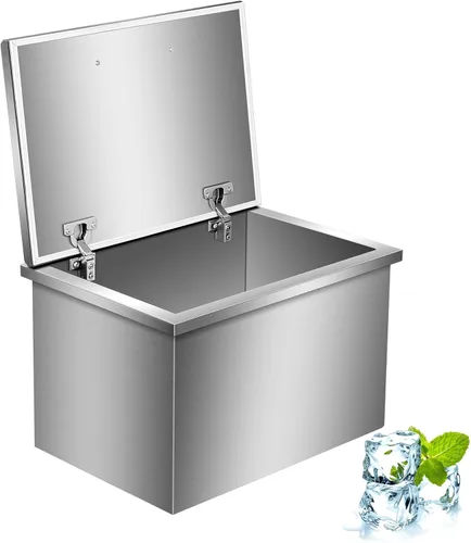Miniatura 9 de Baúl de hielo con tapa extraíble, 20.5 pulgadas de largo x 20.5 pulgadas de ancho x 13 pulgadas de alto, enfriador de hielo de acero inoxidable