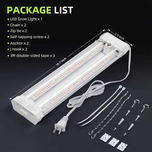 Miniatura 7 de Hlite Lámparas de cultivo de plantas ajustables de espectro completo de 16 pulgadas, luces de cultivo enlazables para plantas de interior, diseño