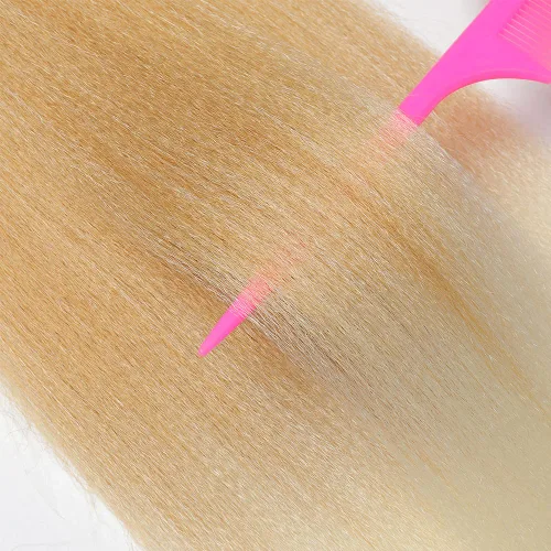 Miniatura 4 de Cabello trenzado preestirado degradado sintético preestirado, 8 paquetes de trenzas de ganchillo, cabello lacio Yaki de dos tonos para mujeres